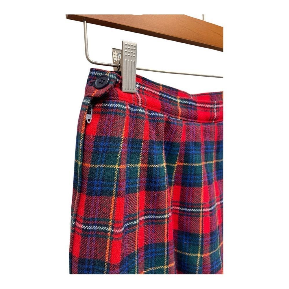 Vintage Pendleton Wool Plaid Skirt Size 10 Petite Red Tartan Pleated USA Holiday - Picture 2 of 7